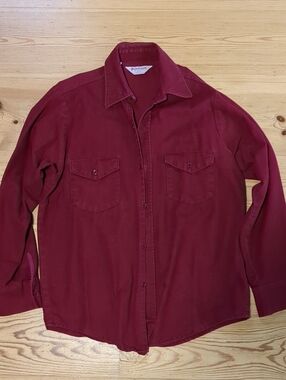 Dunham vintage flannel overshirt men's medium Made In USA Burgundy
